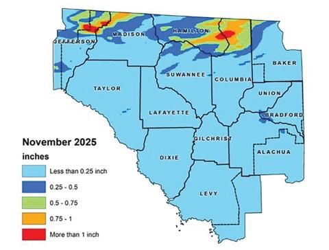 Last month was the driest November in North Florida since 1936. Only 0.13 inches of rain was received in the Suwannee River Water Management District in the month. (COURTESY)