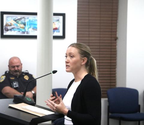 Lauren Rushing, a project manager with NUE Urban Concepts, concluded her presentation on mobility fees to the Lake City Council at Monday’s workshop. (MORGAN MCMULLEN/Lake City Reporter)