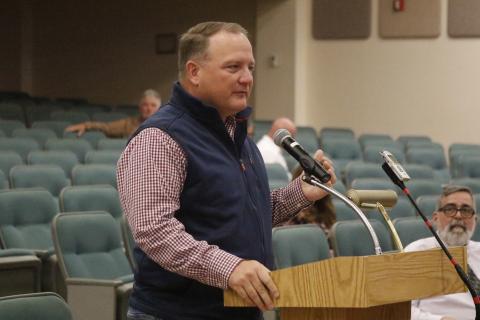 Columbia County Tax Collector Kyle Keen talks to the County Commission at a November workshop about potentially purchasing the TD Bank building in downtown Lake City for his new office. (FILE)