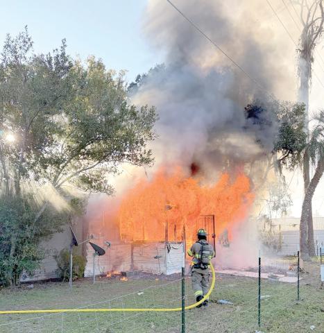 A home on NE Webster Avenue was severely damaged Thursday morning when a fire was sparked by a space heater being used during the cold weather. (COURTESY LAKE CITY FIRE DEPARTMENT)