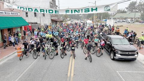 The 32nd annual IDIDARIDE was held Saturday in White Springs by the Suwannee Bicycle Association. The annual offroad biking challenge, which drew around 275 cyclists, was themed ‘Alien Invasion.’ (COURTESY MICK SHEA)