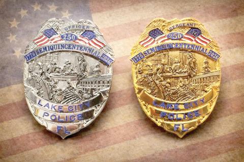 The Lake City Police Department has commissioned special badges in recognition of the United States of America’s semiquincentennial celebration. (COURTESY LAKE CITY POLICE DEPARTMENT) 