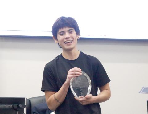 Suwannee High senior Randy ‘Zakk’ Womble was honored Tuesday night at the Suwannee County School Board meeting for earning a Leaders for Life scholarship from Take Stock in Children and the Asofsky Family Foundation. (JAMIE WACHTER/Lake City Reporter)