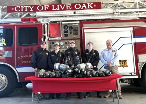 The Live Oak Fire Department recently purchased five new air packs and 10 oxygen bottles thanks to state grant funding. (COURTESY LIVE OAK FIRE DEPARTMENT)