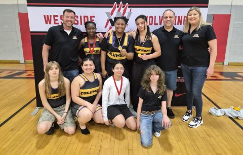 Columbia's girls wrestling team placed third and had four medalists at the District 2-1A IBT on Wednesday. (COURTESY)