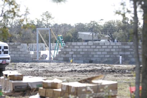 Suwannee County’s covid isolation building is currently under construction near the Suwannee County Fairgrounds. The 20,000-square-foot building will be hardened and can serve as a shelter. (JAMIE WACHTER/Lake City Reporter)