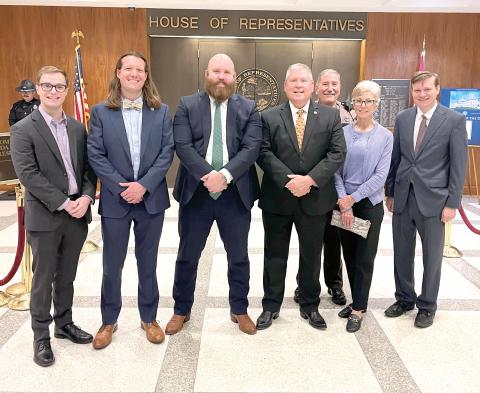 During his eight years in the Florida House of Representatives, Chuck Brannan (middle) was assisted by staff members Seth Grubb (from left), Quay Neach, Jason Carter, Dan Hartley, Alisa Bergmann and Staz Guntek. Neach, Carter and Bergmann are Brannan’s’ current aides. (COURTESY)