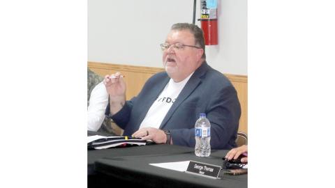 Fort White Councilman Lonnie Harrell speaks during a Feb. 18 meeting to discuss the possible dissolution of the town’s charter. Harrell now faces a recall vote on his seat next month. (FILE)