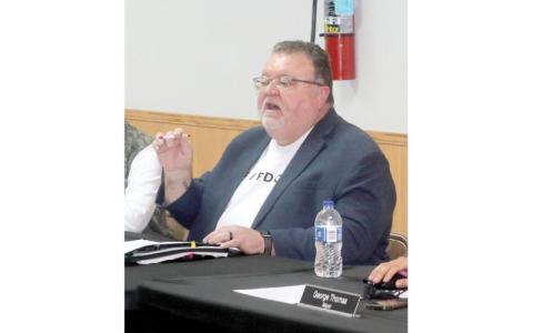 Fort White Councilman Lonnie Harrell speaks during a Feb. 18 meeting to discuss the possible dissolution of the town’s charter. Harrell now faces a recall vote on his seat next month. (FILE)