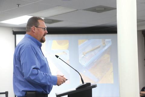 Lake City Public Works Director Steve Brown updates the city council on repair work at different parks during Monday’s meeting. (MORGAN MCMULLEN/Lake City Reporter)