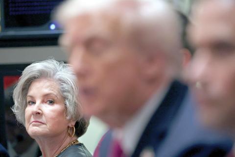 White House chief of staff Susie Wiles, a Lake City native (left), looks on at President Donald Trump in the Cabinet Room of the White House in Washington, D.C., on Oct. 17, 2025, has been diagnosed with ‘early stage’ breast cancer. (Tom Brenner/AFP/Getty Images/TNS)