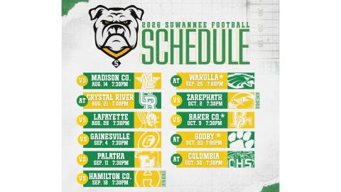 Suwannee's 2026 football schedule. (COURTESY)