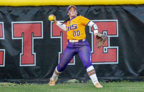 Columbia center fielder Luisa Taylor makes the play on a deep fly ball against Lafayette on March 13. (JACK HOWDESHELL/Lake City Reporter)