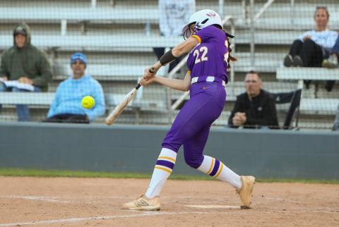 Columbia catcher Emily Delgado hits a home run against Bartram Trail on March 19. (BRENT KUYKENDALL/Lake City Reporter)