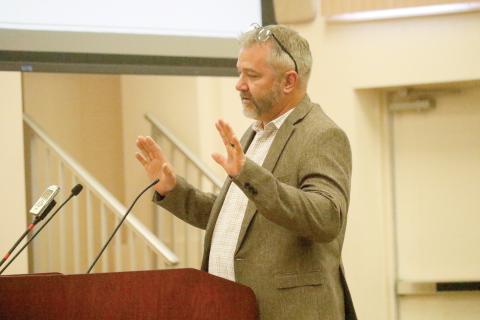 Adams Sanitation CEO Tim Bolduc told the Columbia County Commission on Thursday that his company was fine with the contract giving the county permission to audit fees paid by Adams to verify the franchise fees. (JAMIE WACHTER/Lake City Reporter)
