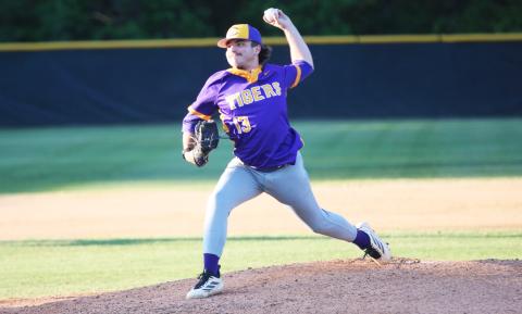 Columbia pitcher Kyler Keen pitches against Fleming Island during the District 3-5A championship on April 16. (JORDAN KROEGER/Lake City Reporter)