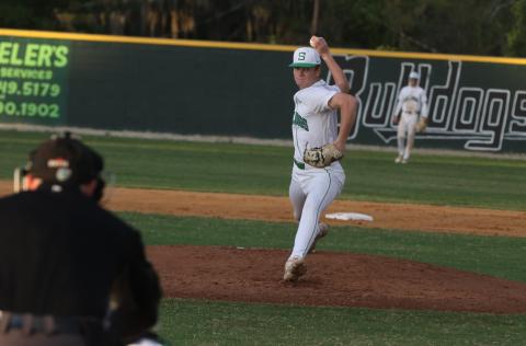 Suwannee starter Kyler Watson throws a pitch during Tuesday’s 11-3 win over Newberry. (MORGAN MCMULLEN/Lake City Reporter)