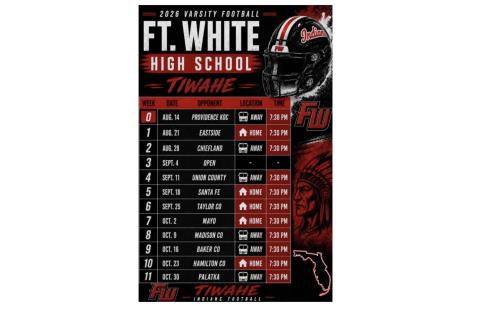 Fort White's 2026 football schedule. (COURTESY)