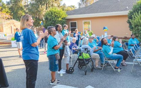 Supporters cheer during a previous year’s Walk a Mile in My Shoes fundraiser for Columbia County Senior Services at the Lifestyle Enrichment Center. (FILE)