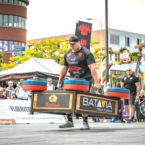 South African bodybuilder Rayno Nel performs a feat of strength during a Strongman Champions League event in Holland. The SCL is set to host an international event in Olustee Park on Oct. 10 after getting a sponsorship from the Columbia County TDC. (COURTESY)