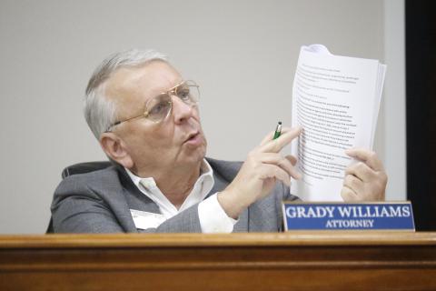North Florida Water Utilities Authority Attorney Grady Williams talks to the board about the policy on how staff will select engineers on continuing services contracts for future projects. (JAMIE WACHTER/Lake City Reporter)