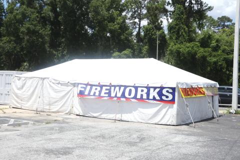 Fireworks tents, such as the one on the corner of SW Main Boulevard and SW Baya Drive, are open for business after Columbia County recently lifted its burn ban. (MORGAN MCMULLEN/Lake City Reporter)