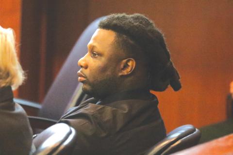 Jeffery Bell Jr., sitting in the Columbia County Courthouse on Tuesday during closing arguments, was convicted of first-degree murder. The jury will determine next week whether he should face the death penalty. (TONY BRITT/Lake City Reporter)