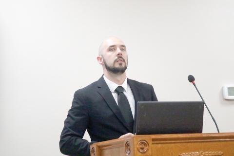 Caleb Perla, a partner with Powell and Jones, said Suwannee County is in ‘good shape’ financially with plenty of reserves. (JAMIE WACHTER/Lake City Reporter)