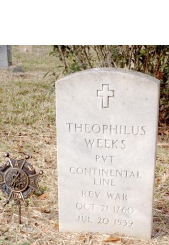 Theophilus Weeks’ headstone at Price Creek Cemetery. Weeks served in the Revolutionary War before settling in Columbia County near Ellisville. (COURTESY)