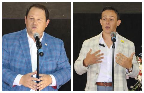 Chase Brannan (left) and Marshall Rawson, Republican candidates for the District 10 state representative seat, spoke during a forum Thursday outlaying their priorities. (Photos by TONY BRITT/Lake City Reporter)