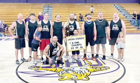 The Legal Eagles team of attorneys and judges from the Columbia County Courthouse won the Boots and Badges tournament Saturday, their fourth straight title in the event. (COURTESY)