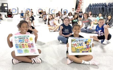 Westside Elementary students celebrate their first 4-H Healthy Habits lesson, ‘Choose to Move.’ Students learned that movement can happen in many different ways and throughout the day. (COURTESY UF/IFAS EXTENSION COLUMBIA COUNTY)