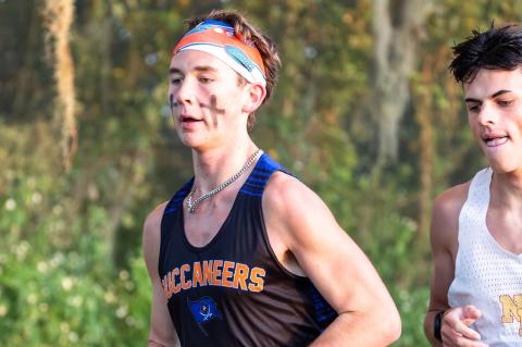 Branford runner Logan Haley in action at the Run Florida Invitational on Sept. 26. (JACK HOWDESHELL/Lake City Reporter)