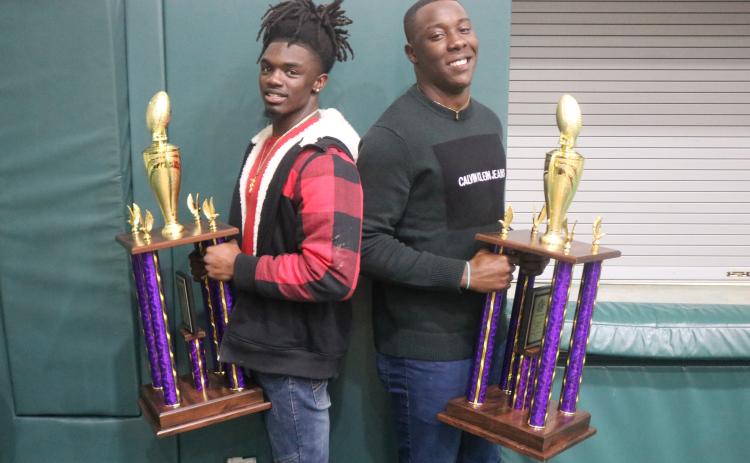 Columbia receiver Marquez Bell and linebacker Le’vontae Camiel received the team’s MVP awards for offense and defense at the team’s banquet on Thursday. Bell also received one of the Record Breaker awards and best WR award, while Camiel also received one of the Captains awards on defense. (JORDAN KROEGER/Lake City Reporter)