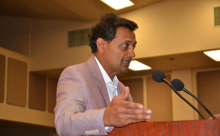 Nick Patel, a member of the county Tourist Development Council, speaks out against the county’s plan to spend $641,000 remodeling a building it doesn’t own. (CARL MCKINNEY/Lake City Reporter)