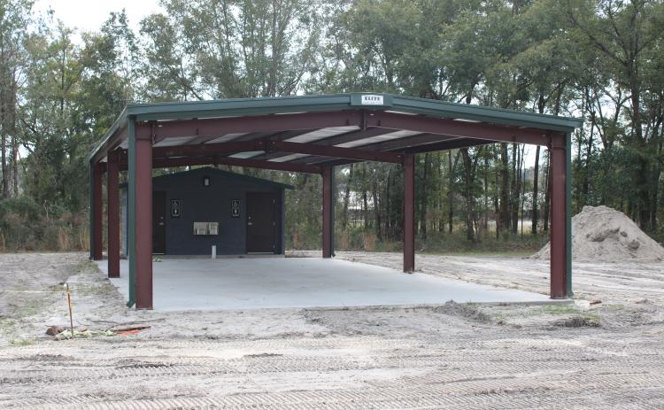 A pavilion was recently added to the site that will serve as the county’s first ADA-exclusive playground.                                 on Southwest Bishop Avenue, behind the Columbia City voting precinct building. (TONY BRITT/Lake City Reporter)