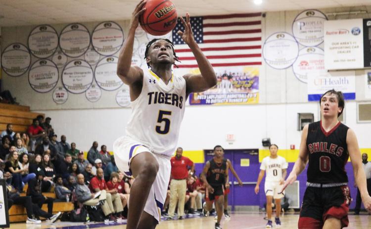 Columbia guard Darrien Jones rises to score a layup against Chiles in last Friday’s District 2-6A semifinal. (JORDAN KROEGER/Lake City Reporter)