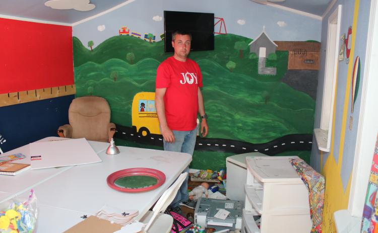 Cagney Tanner, pastor at Abundant Life, stands in the church’s Little Kids building Friday morning. (TONY BRITT/Lake City Reporter)