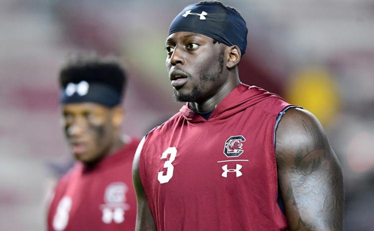 Javon Kinlaw of the South Carolina Gamecocks warms up before their game against the Appalachian State Mountaineers at Williams-Brice Stadium on Nov. 9, 2019 in Columbia, S.C. (JACOB KUPFERMAN/Getty Images/TNS)