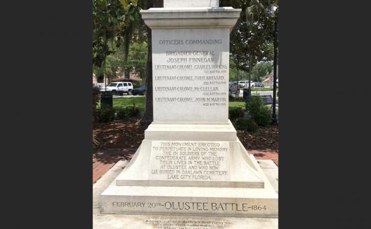 The monument’s base is pictured. (FILE)