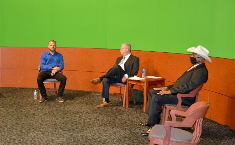 CARL MCKINNEY/Lake City Reporter Kyle Green, left, and Ron Williams, right, candidates for the District 1 seat on the Board of County Commissioners, both stressed the importance of economic development for the future of Columbia County. (CARL MCKINNEY/Lake City Reporter)