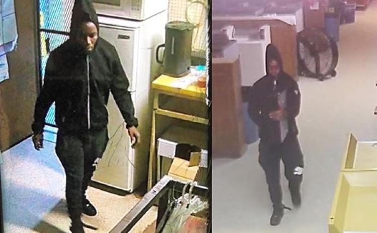 The suspect was caught on a surveillance camera during his burglary of Gateway Cleaners on Sunday. (COURTESY LAKE CITY POLICE DEPARTMENT)