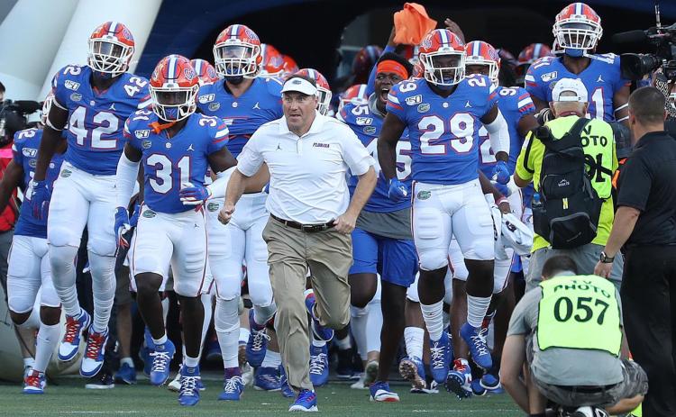 The University of Florida athletic department reported Wednesday six new positive cases of covid-19 with the Gators football team a week before its season opener. (STEPHEN M. DOWELL/Orlando Sentinel/TNS)
