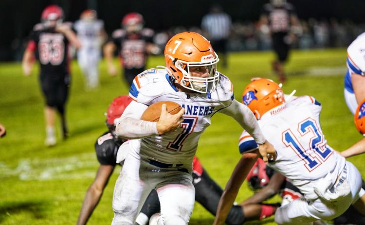 Branford running back Bodhi White takes a carry up the field against Lafayette last Friday. (BRIAN LEWIS/Special to the Reporter)