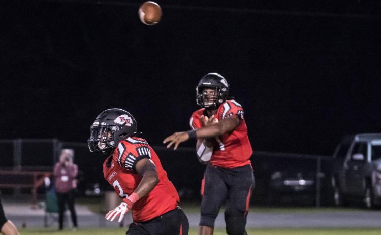 Fort White quarterback Tyler Jefferson throws a pass against Taylor County on Oct. 2. (CHRISTINA FEAGIN/Special to the Reporter)