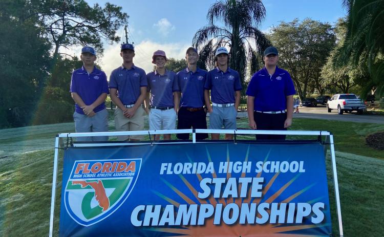 Columbia’s boys golf team placed 14th at the Class 2A State Tournament on Wednesday. Pictured are Josef Walker (from left), Ty Folsom, Spencer McCranie, coach Chase Hagler, Zach Shaw and Connor Williams. (COURTESY)