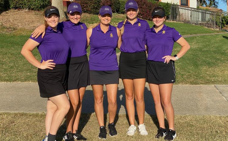 Columbia’s girls golf team is pictured at the Region 1-2A Tournament on Tuesday at Dubsdread Golf Course. (COURTESY)