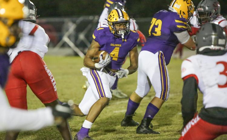 Columbia running back Jaelin Brown takes a carry up the field against Seabreeze during Friday’s Region 1-6A quarterfinal. (BRENT KUYKENDALL/Lake City Reporter)