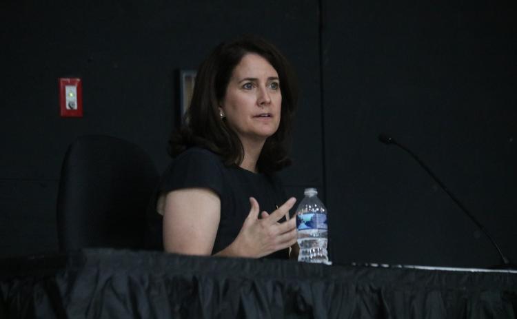 Sen. Jennifer Bradley opened the Suwannee County legislative delegation hearing by warning of $2 billion-plus in state budget cuts. (JAMIE WACHTER/Lake City Reporter)