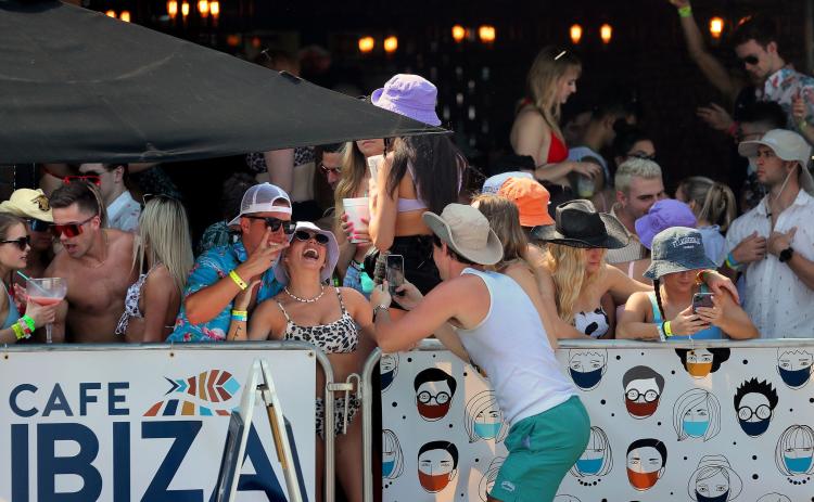Afternoon partiers crowd the outdoor area of Cafe Ibiza in Fort Lauderdale on Thursday as spring break is starting to ramp up on Fort Lauderdale beach and nearby bars. (MIKE STOCKER/South Florida Sun Sentinel/TNS)